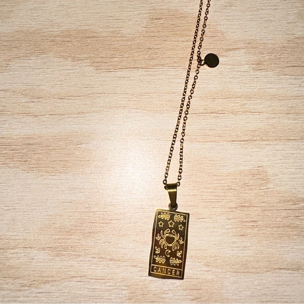 Gold Plated Cancer Zodiac Reversible Necklace - Picture 7 of 9
